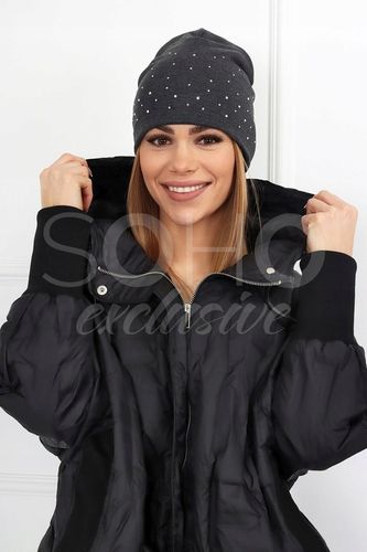 KOMPLET DAMSKI CZAPKA KOMIN WIOSNA JESIEŃ CIENKI LEKKI WYGODNY SPORT GRAFIT na Arena.pl