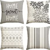 Zestaw 4 Poszewek Dekoracyjnych na Poduszki 40x40 cm Szare z Poliestru