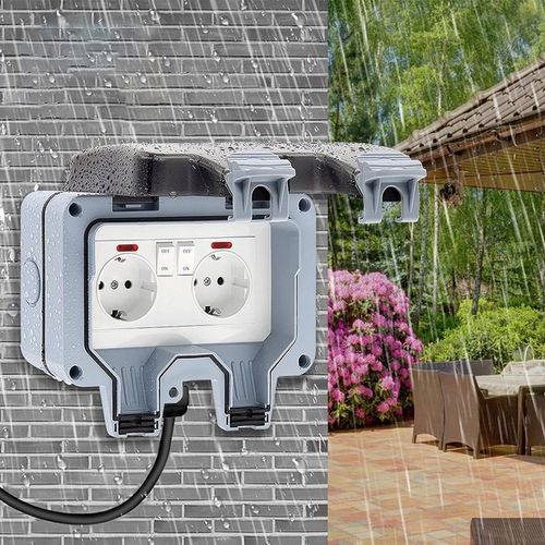 PODWÓJNE GNIAZDKO IP66 OGRODOWE ZEWNĘTRZNE WODOSZCZELNE GNIAZDO 230V na Arena.pl