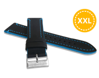 LAVVU XXL Granatowy szyty pasek TAILOR z luksusowej skóry Top Grain - 20 - XXL