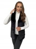 Czarna futrzana kamizelka damska bezrękawnik