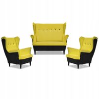 Zestaw wypoczynkowy ARI DUO sofa fotele  czarno - żółty