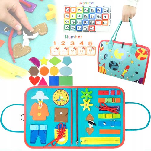 TABLICA SENSORYCZNA KOSMOS MONTESSORI MANIPULACYJNA UNIWERSALNA KSIĄŻKA 3D na Arena.pl