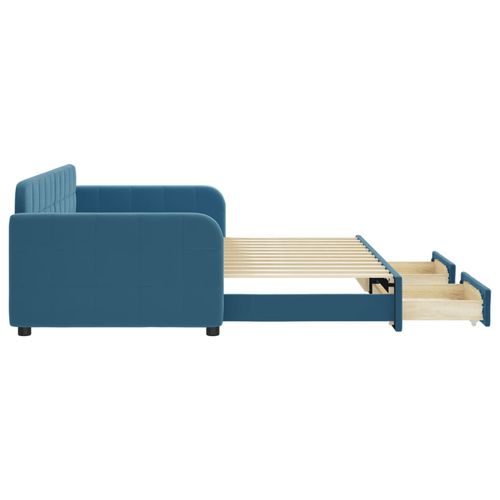 Sofa rozsuwana z szufladami, niebieska, 90x200 cm, aksamit na Arena.pl