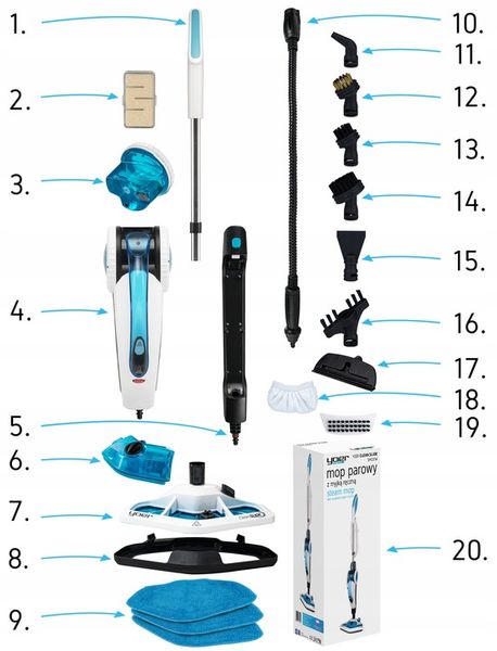 18w1 Mop parowy Myjka parowa Yoer 2100W FILTR +Dozownik płynu +21 ELEMENTÓW zdjęcie 7