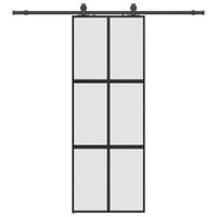 Drzwi przesuwne z zestawem okuć czarne 76x205 cm
