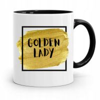 Kubek Czarny Dla Dziewczyny Żony Golden Lady Z Nadrukiem Ze Zdjęciem