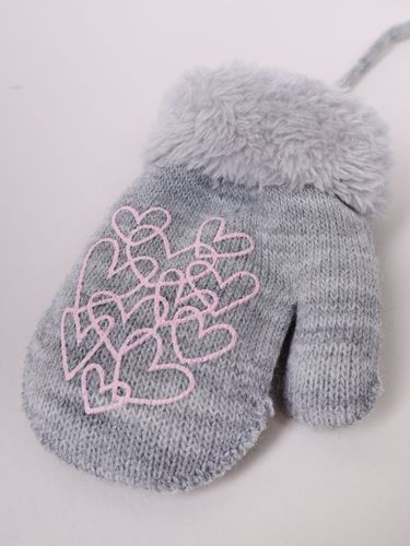 Rękawiczki dziewczęce jednopalczaste ze sznurkiem szare 14 cm YOCLUB na Arena.pl