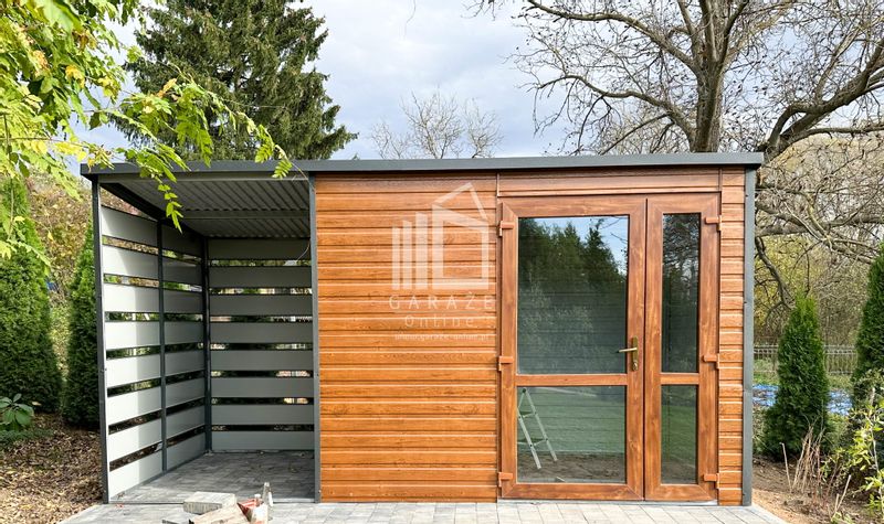 SCHOWEK - DOMEK OGRODOWY 2,5m x 2m + wiata 1,3m spad w tył ID422 zdjęcie 6