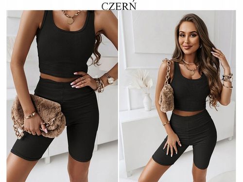 Komplet damski DOPASOWANY bluzka TOP na ramiączkach KOLARKI prążkowany L/XL na Arena.pl