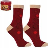 Skarpetki Damskie Super Babcia w Ozdobnej Puszce na Prezent MORAJ 35-38