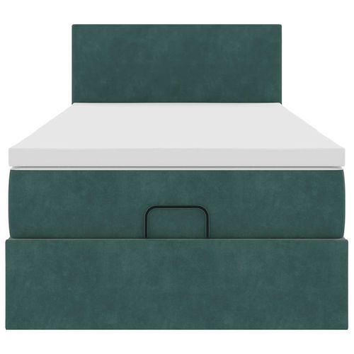 Łóżko otomana z materacem i LED, ciemnozielony 90x200cm aksamit na Arena.pl