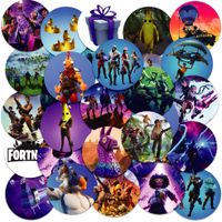 NAKLEJKI NA ZESZYT NALEPKA Z POSTACIAMI KÓŁKO FORTNITE BATTLE WZORY 23EL