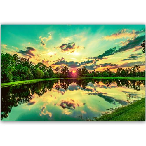 Deco Panel, Wschód słońca nad jeziorem 60x40 na Arena.pl