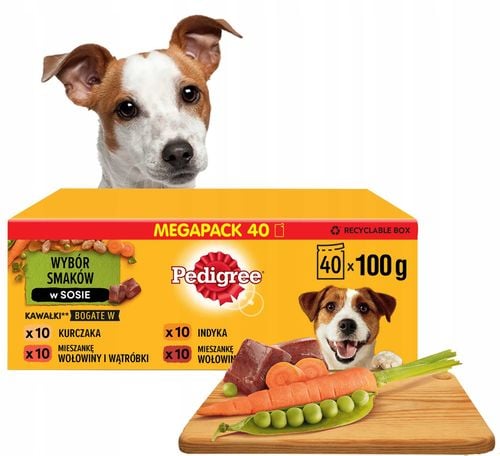 pedigree mixed selection with vegetables sos ind/jag/woł/kur 40x100g na Arena.pl