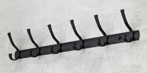 WIESZAK NA UBRANIA ŚCIENNY CZARNY RETRO 6 HACZYKÓW WIESZAK HACZYK na Arena.pl
