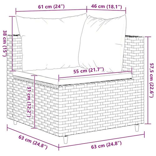 7-cz. zestaw wypoczynkowy do ogrodu, poduszki, szary, rattan PE na Arena.pl