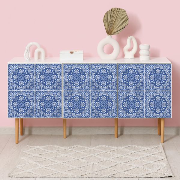 Naklejki Na Kafelki Niebieskie Klasyczne ORNAMENTY Zestaw 24 szt. 25x25 zdjęcie 8