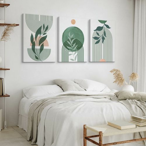 Obrazy Do Salonu Set Natura Boho Liście Tropikalne Akwarele 90cm x 40cm na Arena.pl