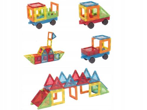 Klocki MAGNETYCZNE duży zestaw mocne magnesy PANELE MŁYN 130 elementów na Arena.pl