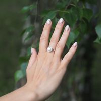 Pierścionek - Biała Perła okrągła w srebrze 15 (Średnica wewnętrzna 17,33 mm) +/- 2 rozmiary regulacji