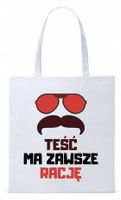 Dla Teścia Taty Prezent Torba Eco Biała Shopper Z Nadrukiem Ze Zdjęciem