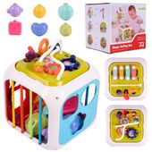 Sorter Klocków Montessori Gumki Kostka Multi Sensoryczna Edukacyjna 7w1