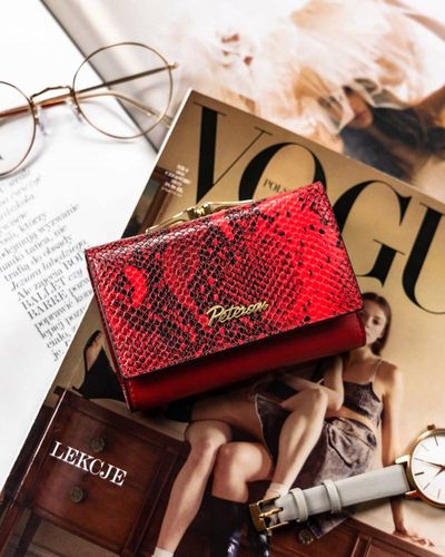 skórzany portfel damski z wężowym wzorem - peterson na Arena.pl