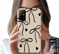 ETUI DO OPPO RENO 5Z / A94 5G - BEŻOWE KOKARDKI WSTĄŻKA MODNE WZORY