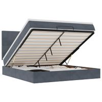 Rama łóżka otomana z materacami, szara, 180x200 cm, aksamit