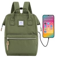 modny zielony plecak podróżny z portem usb - himawari