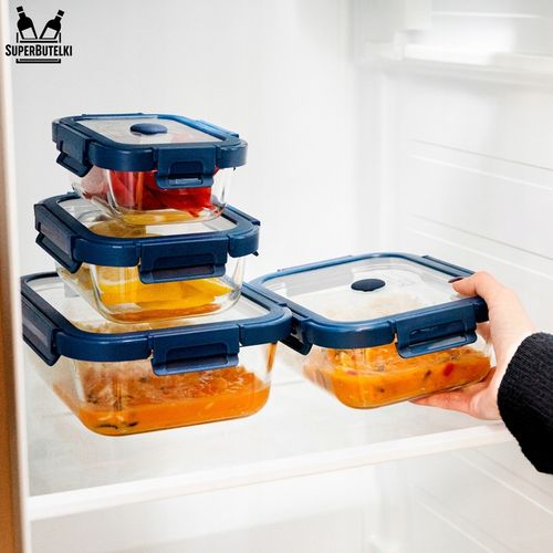 ZESTAW 4 sztuki pojemniki szklane lunchbox próżniowe do żywności + na Arena.pl