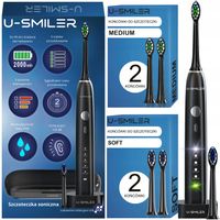 SZCZOTECZKA SONICZNA DO ZĘBÓW ELEKTRYCZNA U-SMILER IPX8 ETUI 6 KOŃCÓWEK PRO