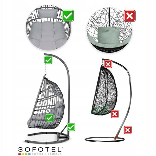 Sofotel Fotel ogrodowy wiszący Luisiana szary + szare poduszki Sofotel na Arena.pl