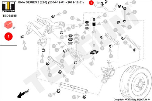 BMW 3 E90 PU TULEJA STABILIZATORA TYLNEGO na Arena.pl