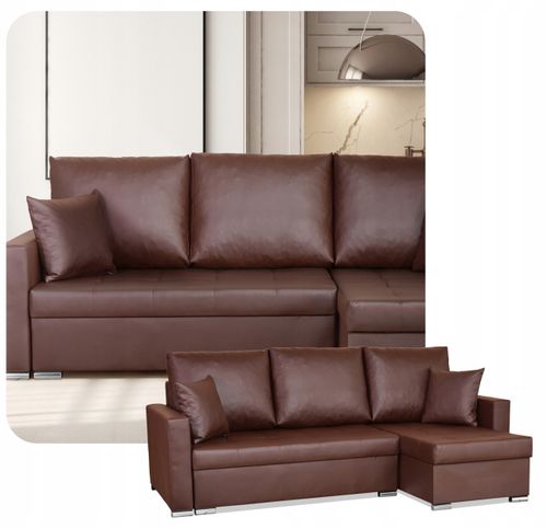 Narożnik rozkładany z funkcją spania ekoskóra Varius rogówka Family Meble na Arena.pl