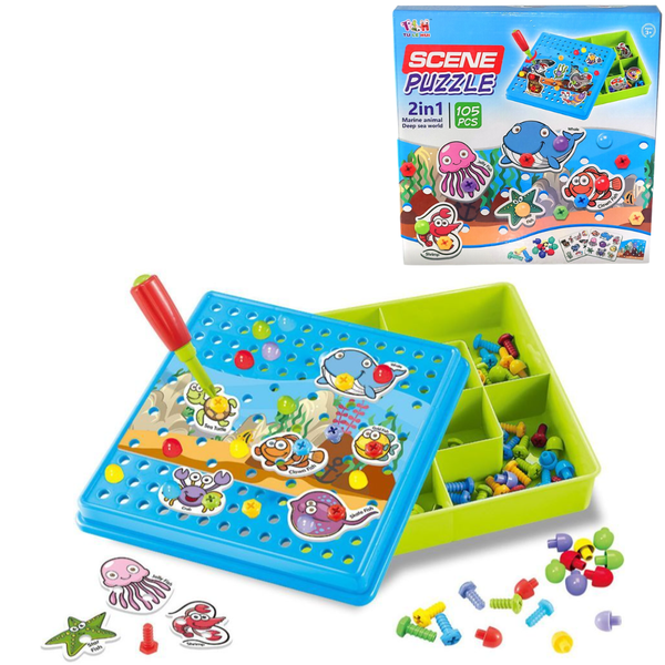 Puzzle konstrukcyjne + śrubokręt, 105 elementów zdjęcie 1