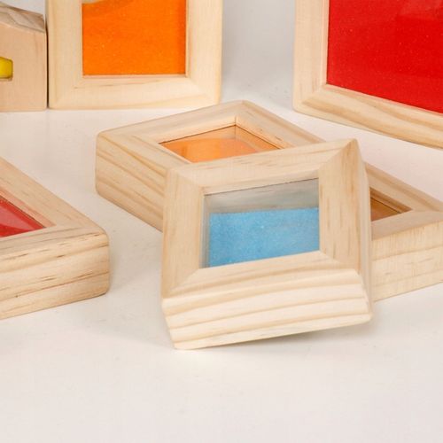 Drewniane klocki sensoryczne dla dzieci – zestaw 18 elementów do zabawy na Arena.pl