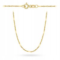 Złoty łańcuszek 585 splot Singapure z blaszką 42cm 0.89g na prezent Komunia