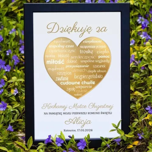 Podziękowania KOMUNIA Św DLA CHRZESTNYCH RAMKA 3D DZIADKÓW PREZENT obraz na Arena.pl