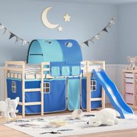 Zasłony i tunel do łóżka na antresoli, niebieskie, poliester