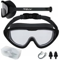 OKULARY PŁYWACKIE GOGLE NA BASEN ANTI-FOG DO PŁYWANIA +ZATYCZKI NOSA I