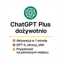 ChatGPT Plus dożywotnio | Aktywacja 1 min | GPT-5o, Sora, obrazy, pliki