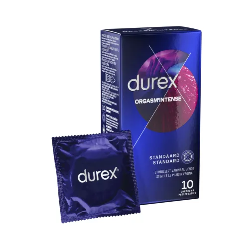 durex orgasm intense 10 szt. - prezerwatywy z wypustkami i żelem na Arena.pl