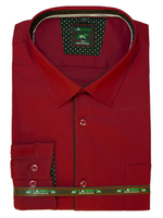 DUŻA koszula męska w kolorze czerwonego wina z lamówką 51/52 - 7XL