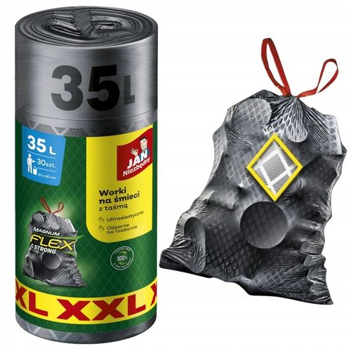 WORKI NA ŚMIECI 35L JAN NIEZBĘDNY MAGNUM FLEX & STRONG 60SZT Z TAŚMĄ MOCNE na Arena.pl