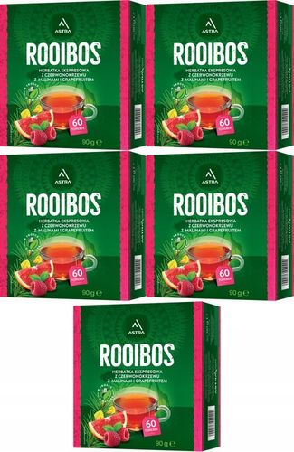 Herbata ziołowa w torebkach Astra Rooibos malina i grapefruit 60szt x5 na Arena.pl