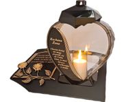 ŻONA ŻONO ZNICZ LAMPION NA GRÓB SERCE ZŁOTO SKOS SENTENCJA+ ŚWIECA
