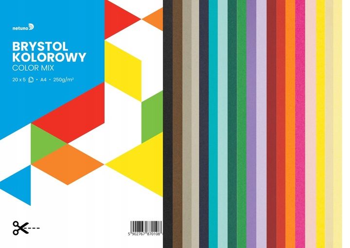 Karton brystol kolorowy 250g mix kolorów - 100A4 zdjęcie 1