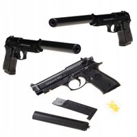 PISTOLET NA KULKI BERETTA REPLIKA METAL ASG TŁUMIK